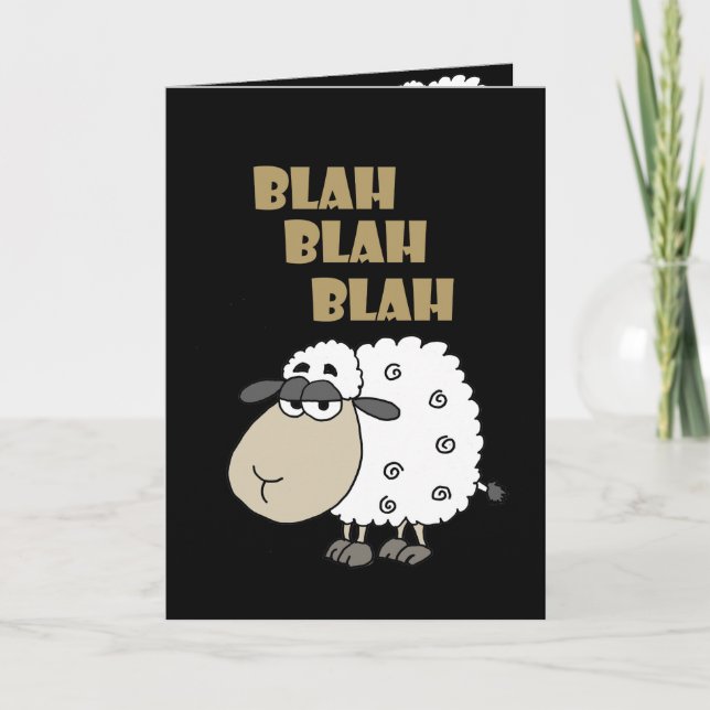 Funny Blah Blah Blah Sheep Happy Birthday Card (Front)