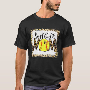 Funny Bleached Leopard Softball Mum Softball Mothe T-Shirt