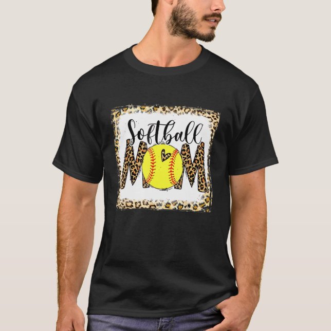 Funny Bleached Leopard Softball Mum Softball Mothe T-Shirt (Front)
