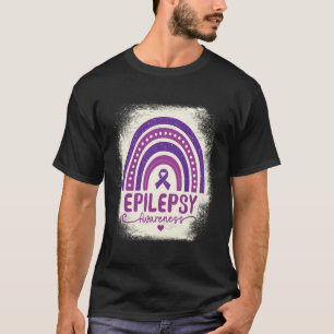 Funny Bleached Rainbow Purple Ribbon Epilepsy Awar T-Shirt