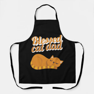 Funny Blessed Cat Dad Orange Tabby Cat Feline Apron