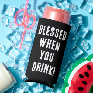 Funny Blessed When You Drink Black & White Wedding Seltzer Can Cooler