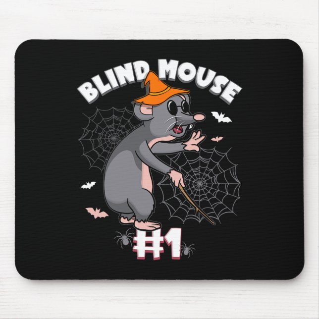 Funny Blind Mouse #1 Halloween Ghost Group Family  Mouse Pad (Front)