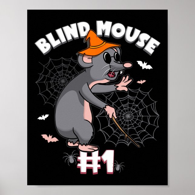 Funny Blind Mouse #1 Halloween Ghost Group Family  Poster (Front)