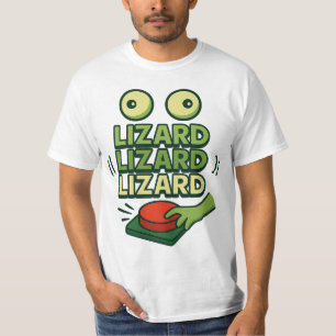 Funny Blinking Green Lizard pressing Button Sound T-Shirt