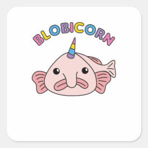 Funny Blobfish Unicorn Blobicorn Blobfish Square Sticker