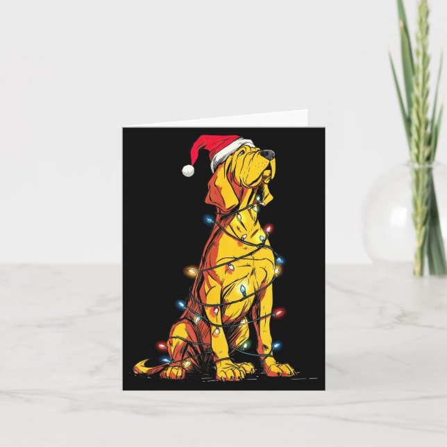 Funny Bloodhound Christmas Graphics Dog Lights Lov Card (Front)