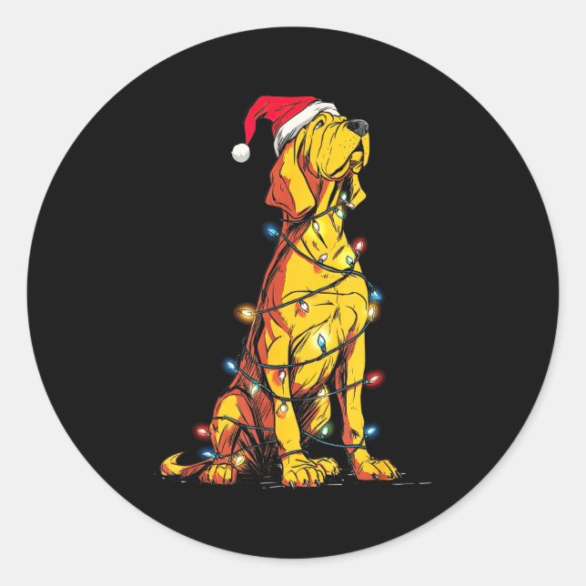 Funny Bloodhound Christmas Graphics Dog Lights Lov Classic Round Sticker (Front)