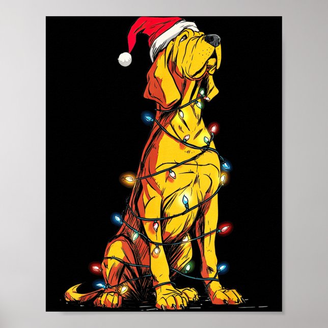 Funny Bloodhound Christmas Graphics Dog Lights Lov Poster (Front)