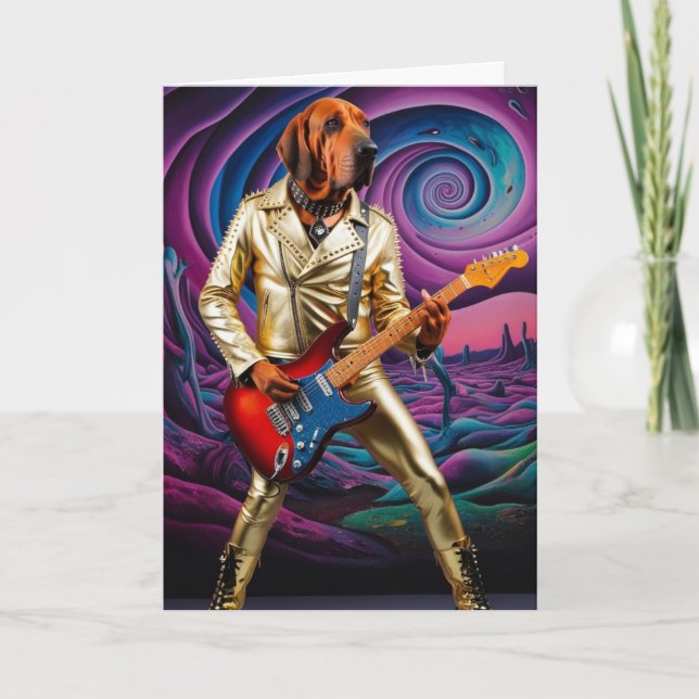 Funny Bloodhound Rock Star Card (Front)