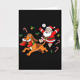 Funny Bloodhound Santa Claus Boots Christmas Women Card