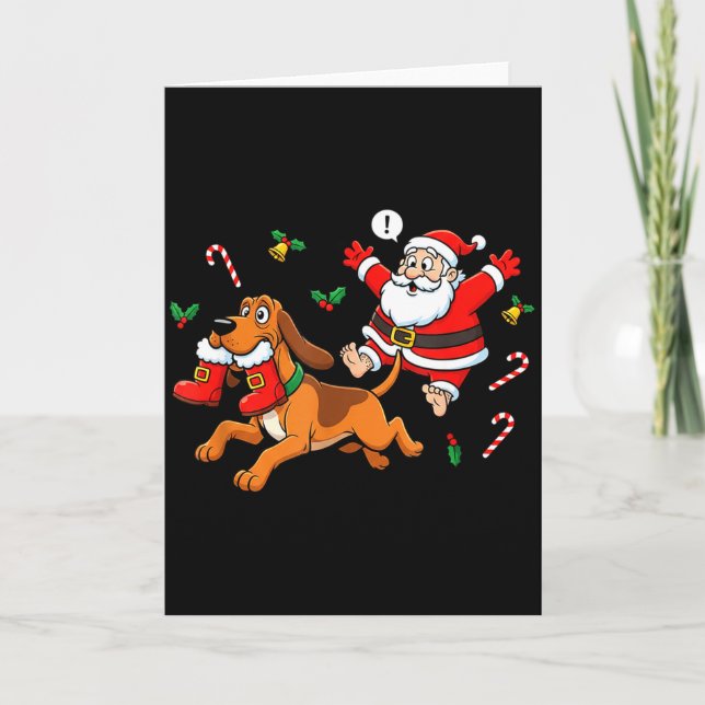 Funny Bloodhound Santa Claus Boots Christmas Women Card (Front)