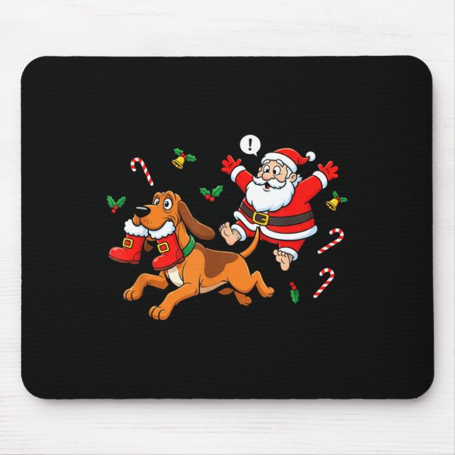 Funny Bloodhound Santa Claus Boots Christmas Women Mouse Pad (Front)