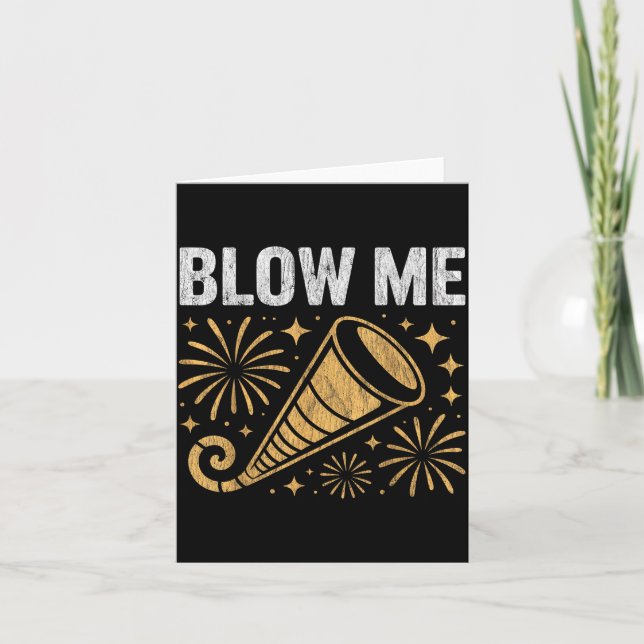 Funny Blow Me Kiss Me Happy New Year Couple Humour Card (Front)