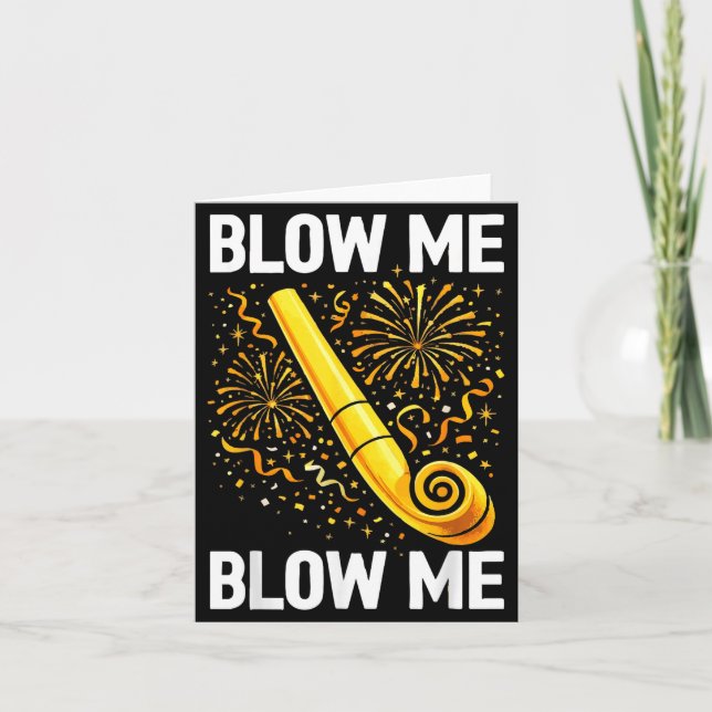 Funny Blow Me Kiss Me Happy New Year Couple Matchi Card (Front)
