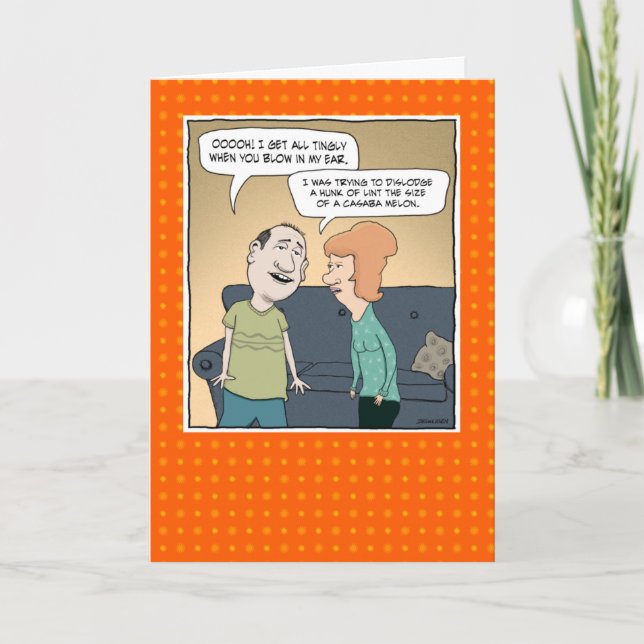 Funny Blowing in Ear Anniversary Card (Front)