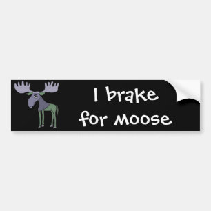 Funny Blue and Green Moose Cartoon Bumper Sticker