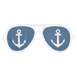 Funny blue and white nautical anchor party shades