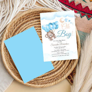 funny Blue Balloons Baby Boy Shower Invitation