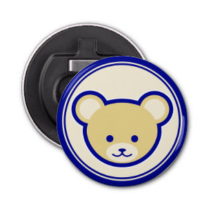 Funny Blue Beige Teddy Bear Cute Cartoon Art Bottle Opener