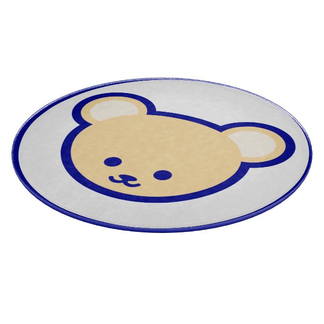 Funny Blue Beige Teddy Bear Cute Cartoon Cutting Board (Corner)