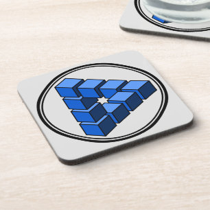 Funny Blue Black Grey Impossible Triangle Blocks Coaster
