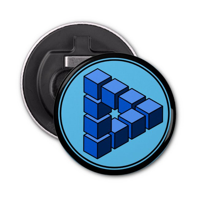 Funny Blue Black Impossible Triangle Blocks Bottle Opener (Front)