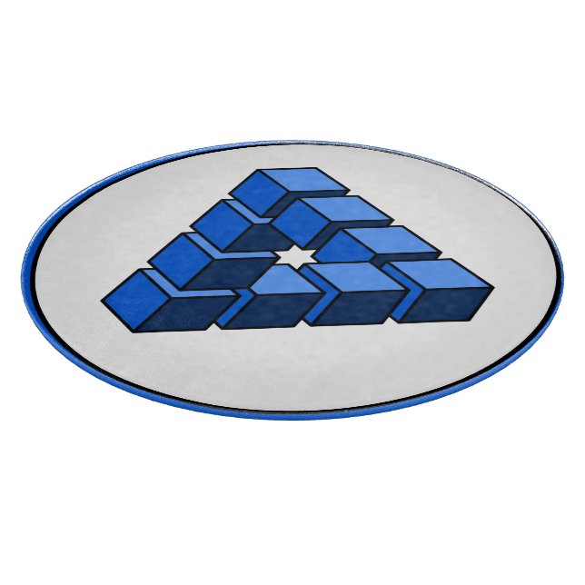 Funny Blue Black Impossible Triangle Blocks Cutting Board (Corner)