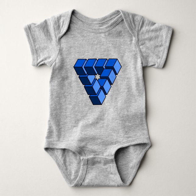 Funny Blue Black Toy Blocks Triangle Vector Art Baby Bodysuit (Front)