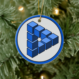 Funny Blue Black Toy Blocks Triangle Vector Art Ceramic Ornament
