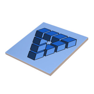 Funny Blue Black Toy Blocks Triangle Vector Art Ceramic Tile