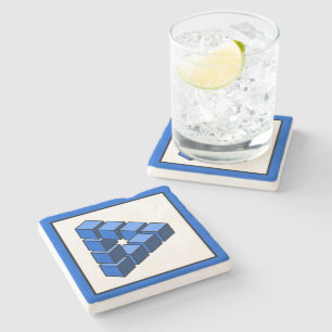 Funny Blue Black Toy Blocks Triangle Vector Art Stone Coaster