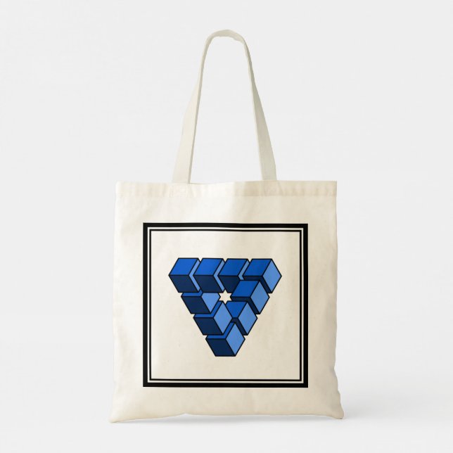 Funny Blue Black Toy Blocks Triangle Vector Art Tote Bag (Back)