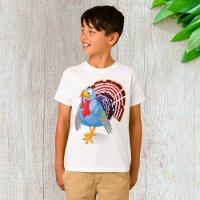 Funny Blue Cartoon Turkey with Patriotic Feathers 