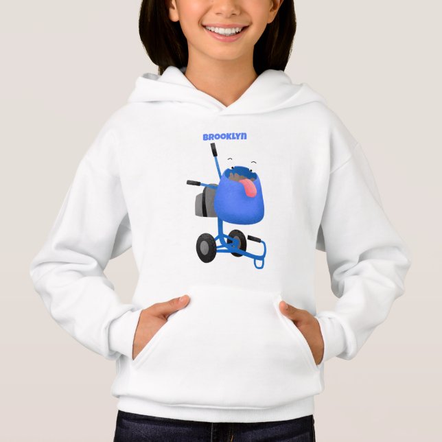 Funny blue cement mixer cartoon illustration (Front)