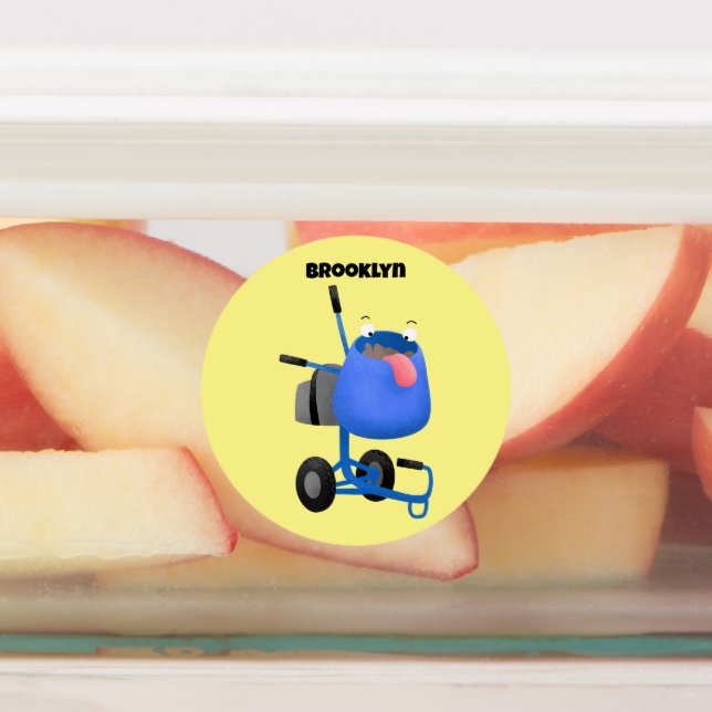 Funny blue cement mixer cartoon illustration  (Affixed)