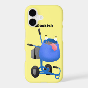 Funny blue cement mixer cartoon illustration