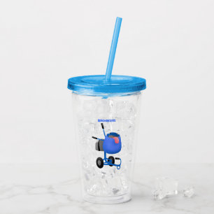 Funny blue cement mixer cartoon illustration acrylic tumbler