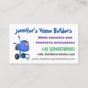 Funny blue cement mixer cartoon illustration business card