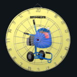 Funny blue cement mixer cartoon illustration dartboard<br><div class="desc">A happy cement mixer is ready to build with mortar. Cute mixing construction fun!</div>