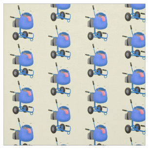 Funny blue cement mixer cartoon illustration fabric