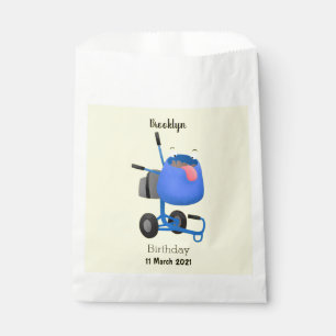 Funny blue cement mixer cartoon illustration favour bag