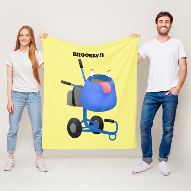 Funny blue cement mixer cartoon illustration  fleece blanket (In Situ)