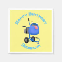 Funny blue cement mixer cartoon illustration