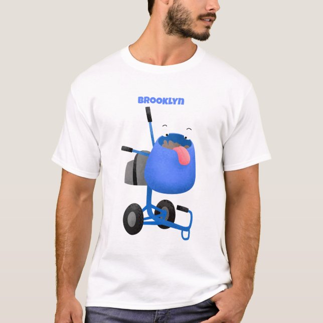 Funny blue cement mixer cartoon illustration T-Shirt (Front)