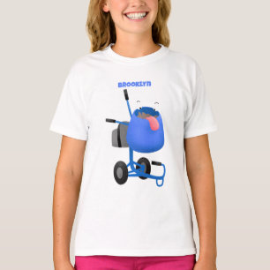 Funny blue cement mixer cartoon illustration T-Shirt