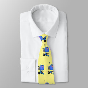 Funny blue cement mixer cartoon illustration tie