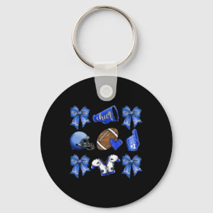Funny Blue Cheer Coquette Football Mum Women Girls Key Ring