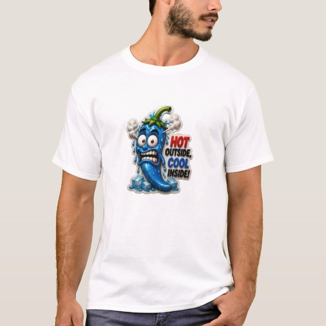 Funny Blue Chilli Pepper T-Shirt (Front)
