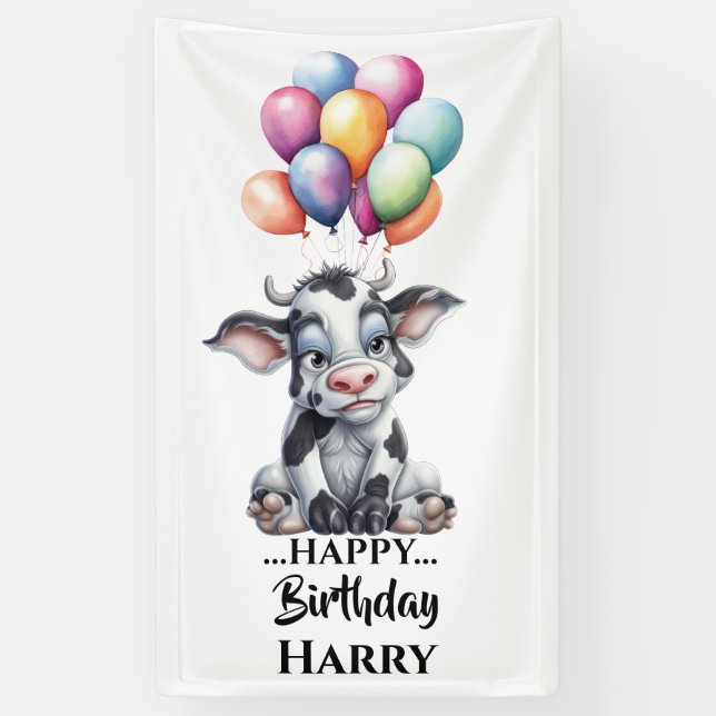 Funny Blue Cow  Banner (Vertical)